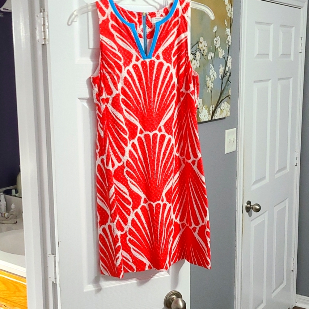 crown & ivy, size 4p. Coral, white, turquoise spring dress